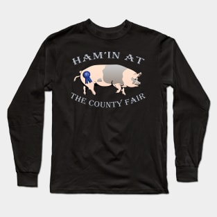 Pig Showing, Funny County Fair Livestock Showing Pigs 1st Gift Long Sleeve T-Shirt